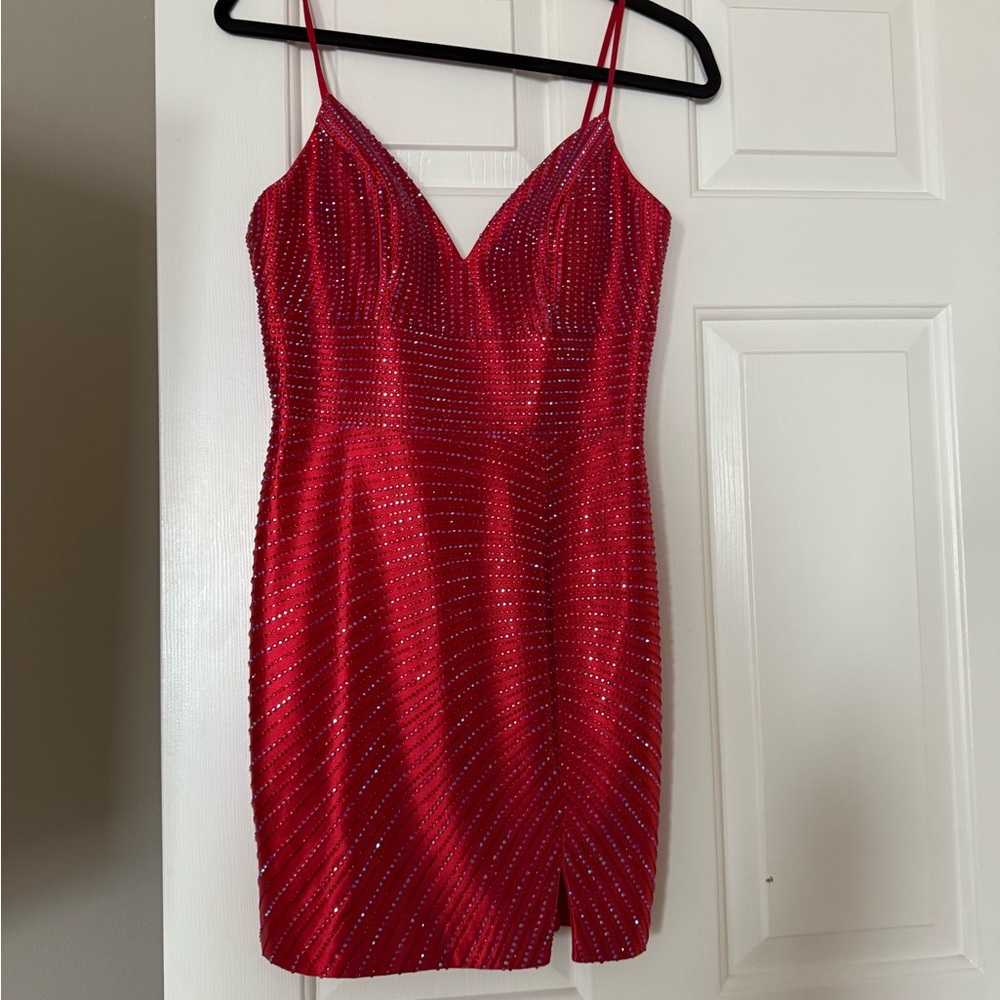 Red Mini Sparkly Prom Dress